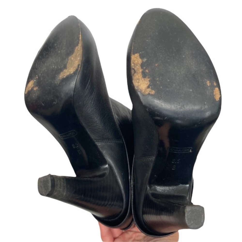 Coach Gene black leather heeled booties Sz 8.5 - Picture 4 of 10